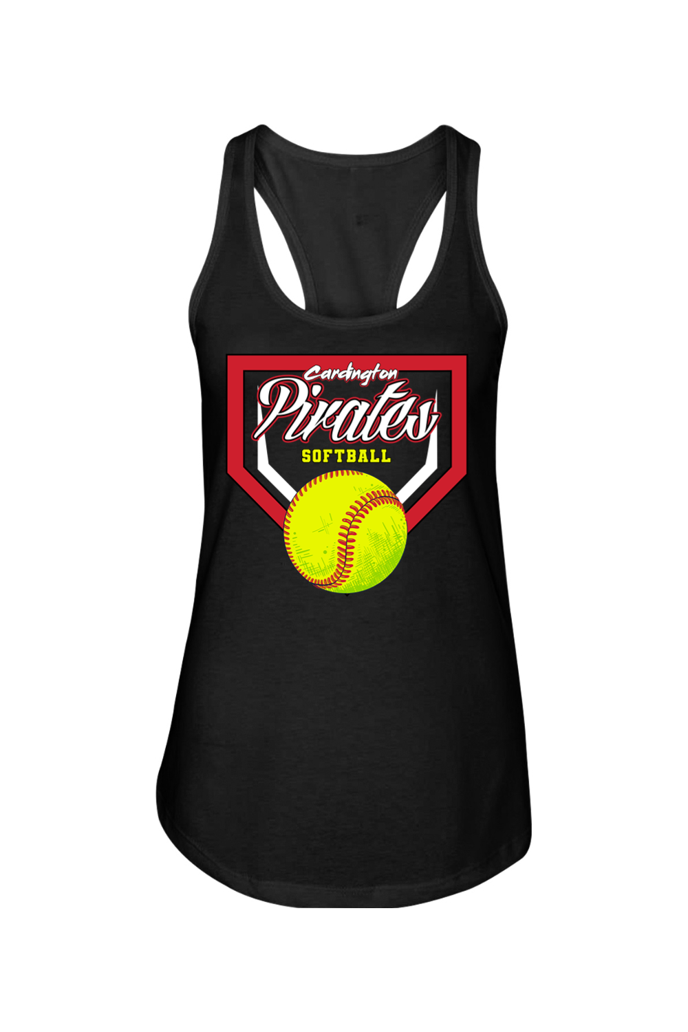 Cardington Pirates Softball DTF Ladies Racerback Tank
