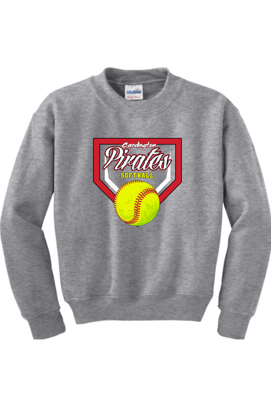 Cardington Pirates Softball DTF Youth Heavy Blend Crewneck Sweatshirt
