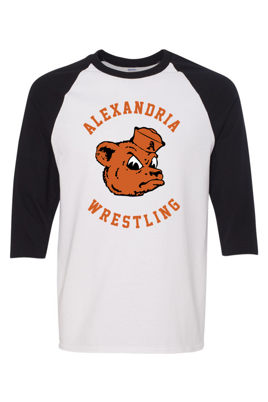 Alexandria Wrestling Heavy Cotton Raglan Three-Quarter Sleeve T-Shirt
