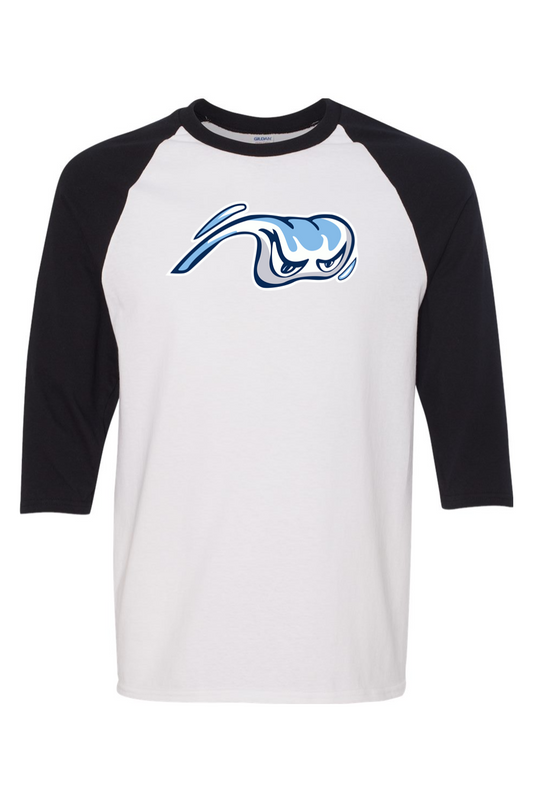 Whitecaps Baseball Heavy Cotton Raglan Three-Quarter Sleeve T-Shirt
