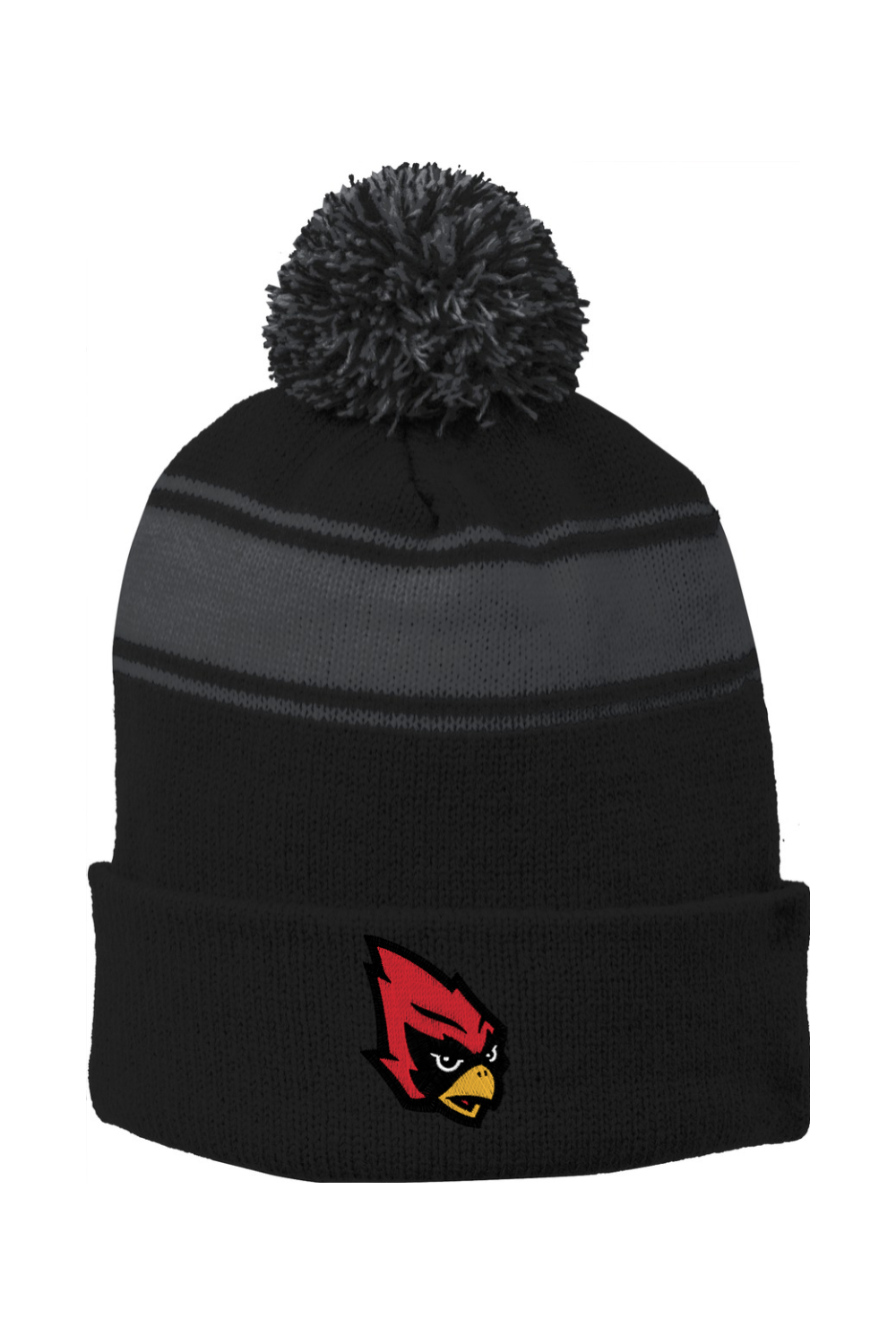 Portland Raider Basketball Embroidered Stripe Pom Pom Beanie