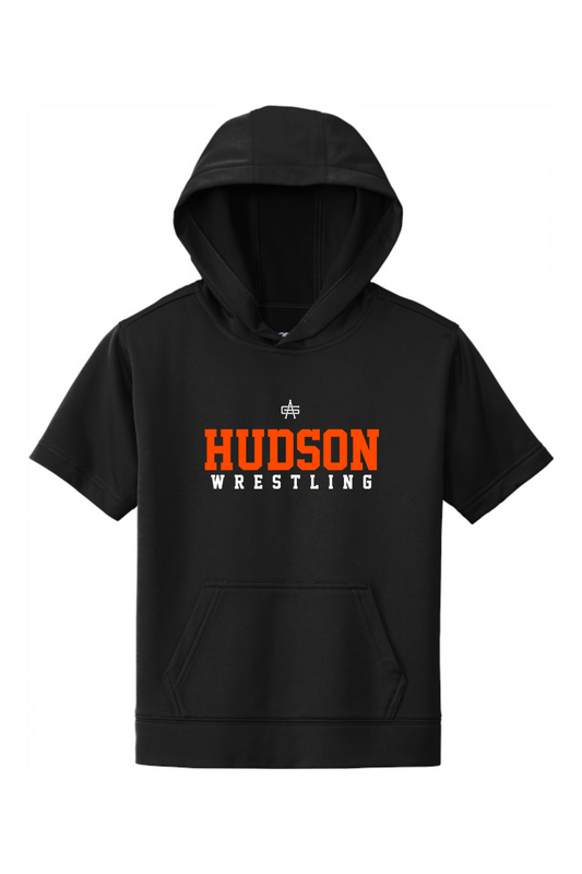Hudson Wrestling DTF Youth Sport-Wick Fleece Short Sleeve Hooded Pullover