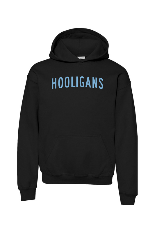 Hooligans Baseball Youth Heavy Blend Hooded Sweatshirt Shoulder Logo