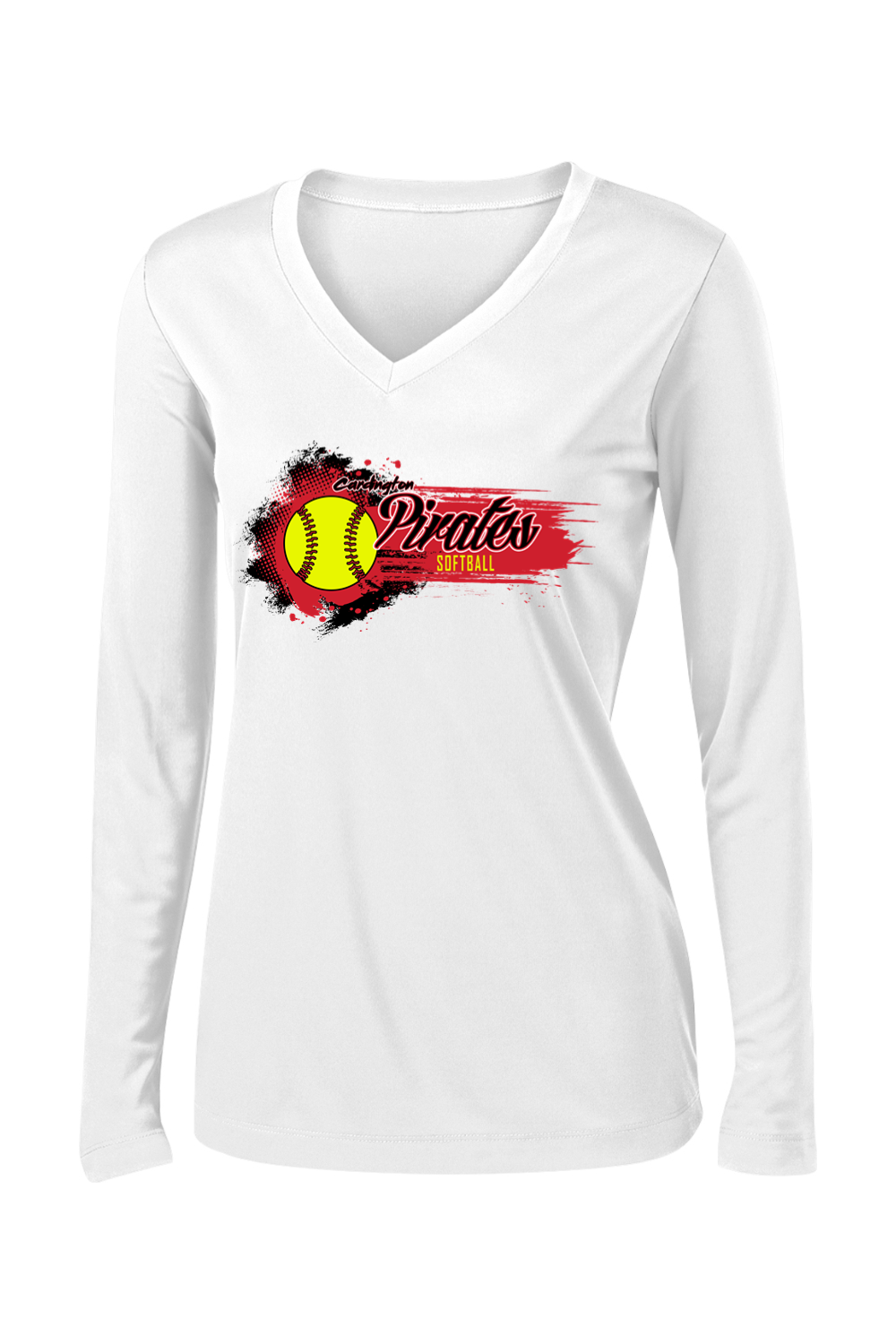 Cardington Pirates Softball DTF Ladies PosiCharge Competitor Long Sleeve V-Neck Tee