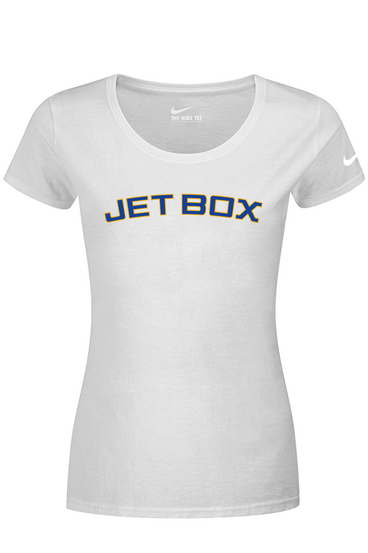 Jet Box Baseball DTF Nike Ladies Dri-FIT Cotton/Poly Scoop Neck Tee