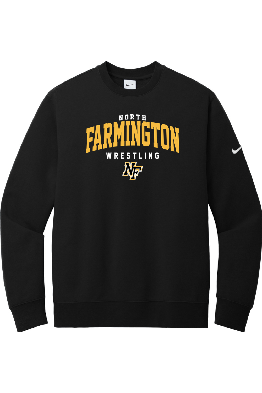 North Farmington Wrestling DTF Nike Club Fleece Sleeve Swoosh Crew
