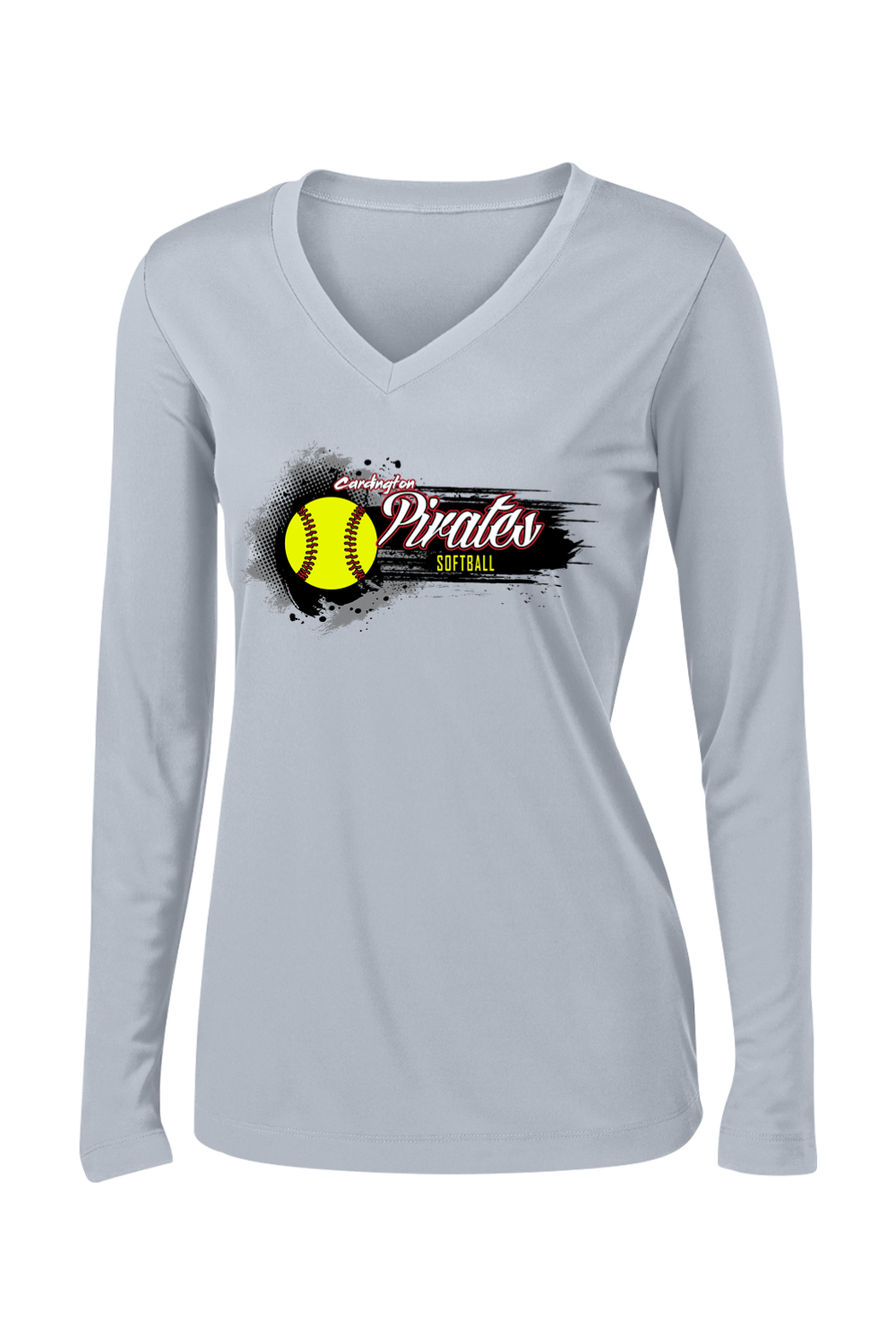 Cardington Pirates Softball DTF Ladies PosiCharge Competitor Long Sleeve V-Neck Tee