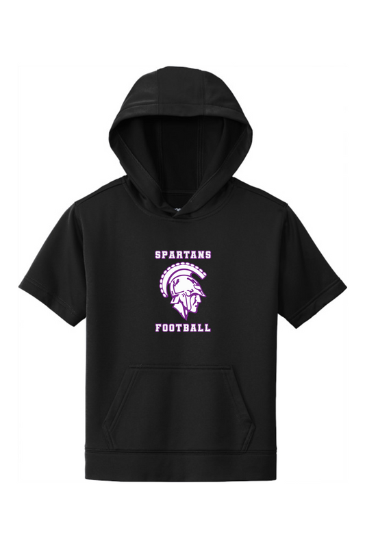 Spartans Football DTF Youth Fleece Short Sleeve Hooded Pullover