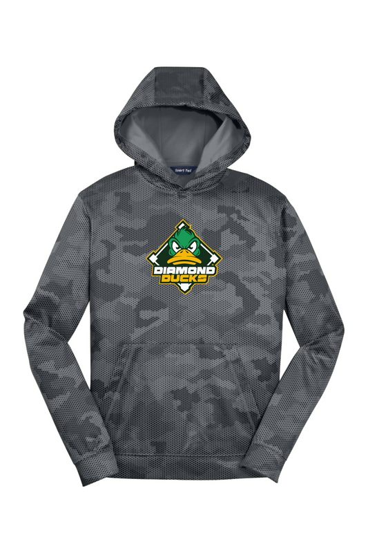 Diamond Ducks Youth Sport-Wick CamoHex Fleece Hooded Pullover