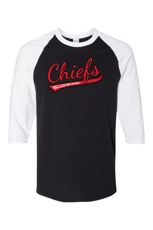 Bellefontaine Chiefs Heavy Cotton Raglan Three-Quarter Sleeve T-Shirt