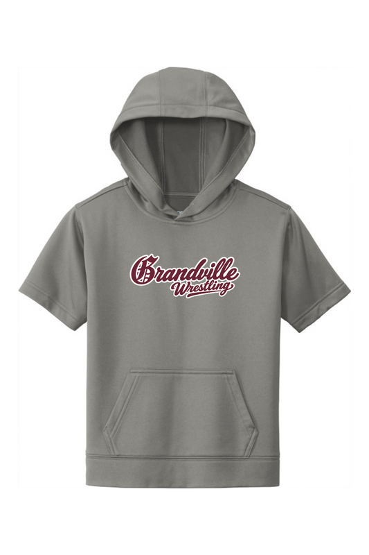 Grandville Wrestling DTF Youth Sport-Wick Fleece Short Sleeve Hooded Pullover