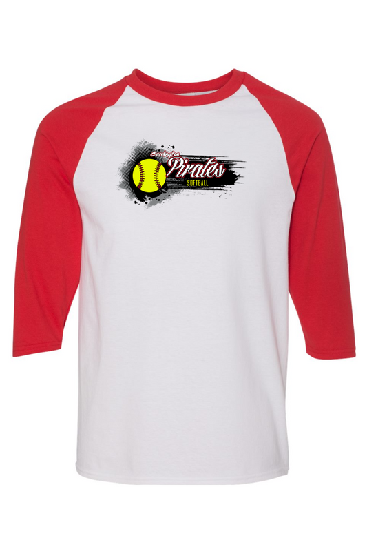 Cardington Pirates Softball DTF Three-Quarter Sleeve T-Shirt