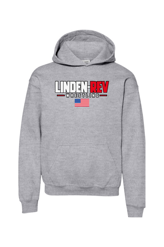 Linden Rev Wrestling DTF Youth Heavy Blend Hooded Sweatshirt