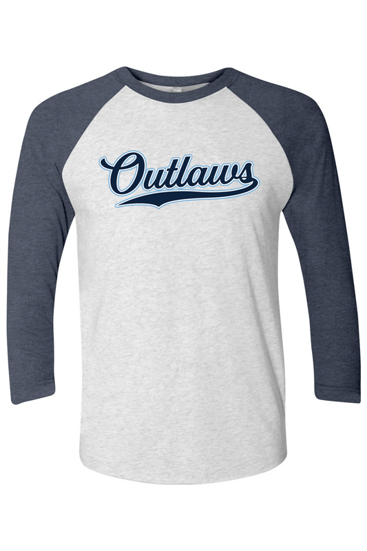 Outlaws Baseball Script Tri-Blend Three-Quarter Sleeve Raglan Tee