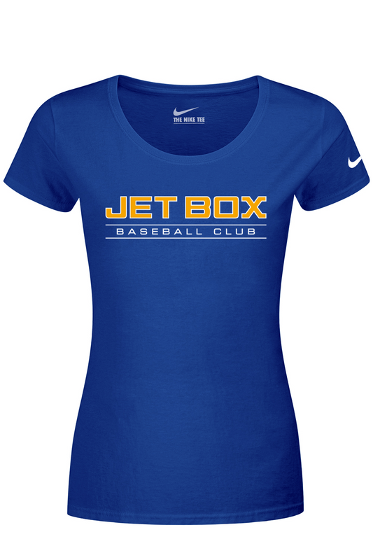 Jet Box Baseball DTF Nike Ladies Dri-FIT Cotton/Poly Scoop Neck Tee