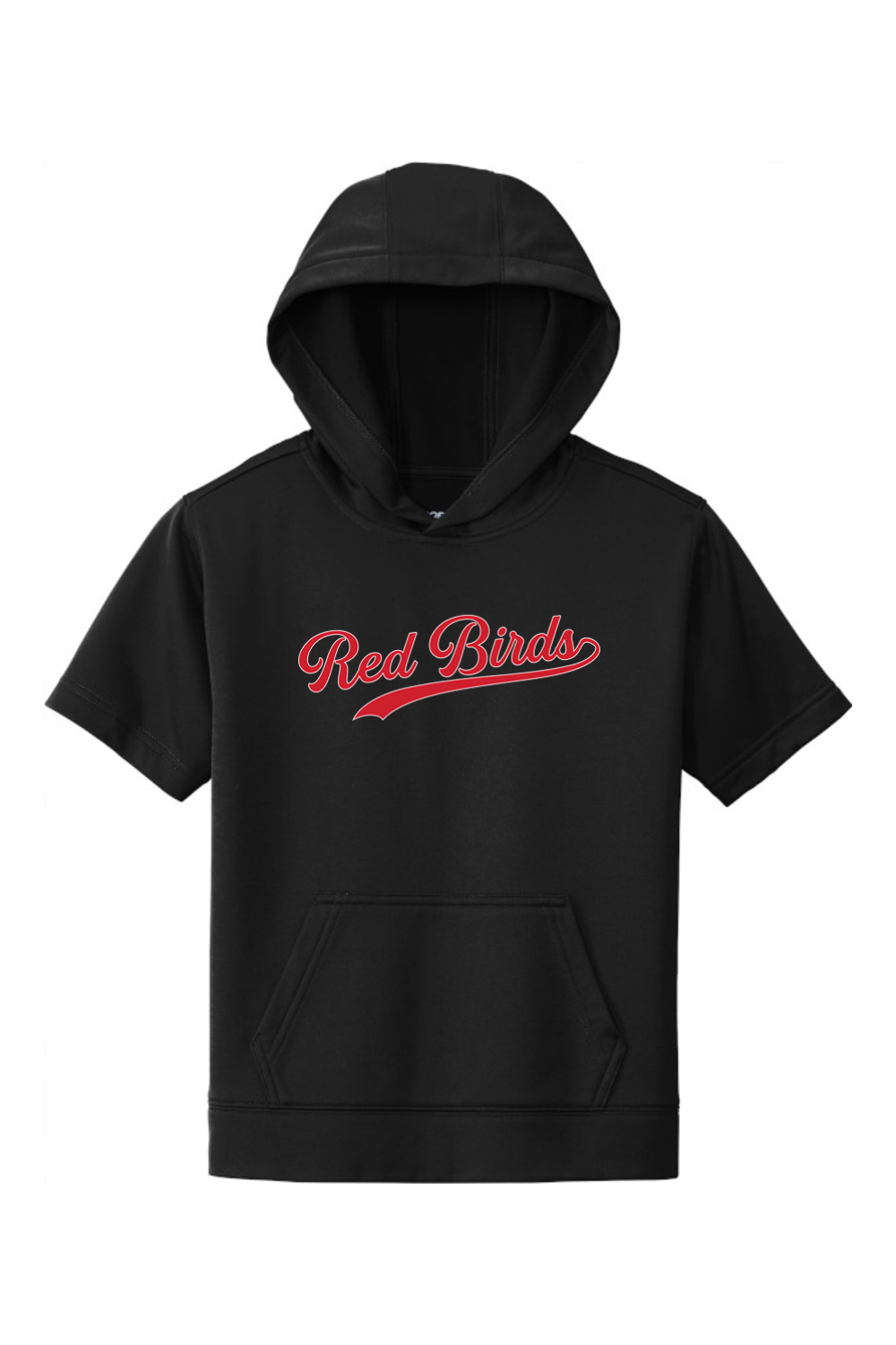 Marion Redbirds Baseball DTF Youth Fleece Short Sleeve Hooded Pullover