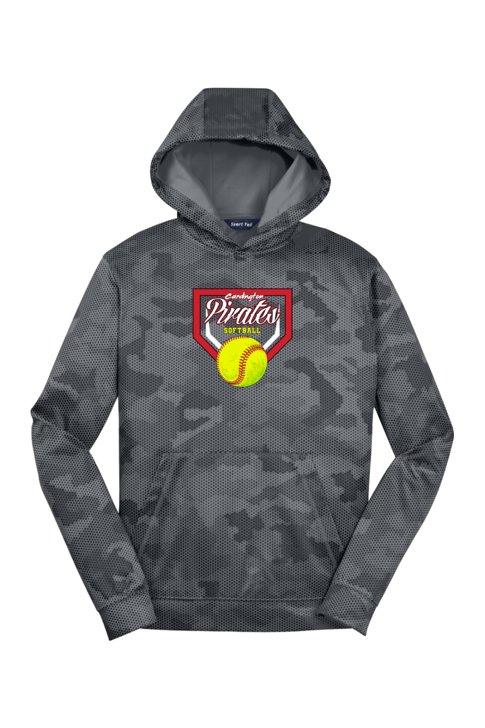 Cardington Pirates Softball DTF Youth Sport-Wick CamoHex Fleece Hooded Pullover