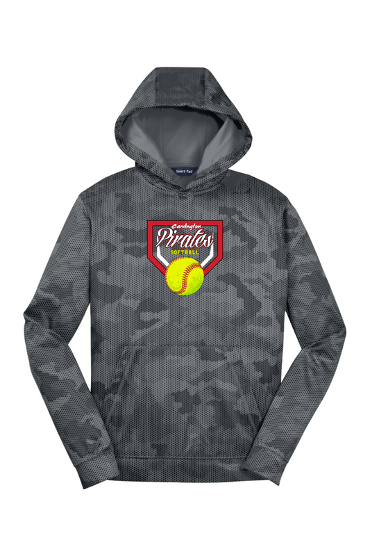 Cardington Pirates Softball DTF Youth Sport-Wick CamoHex Fleece Hooded Pullover