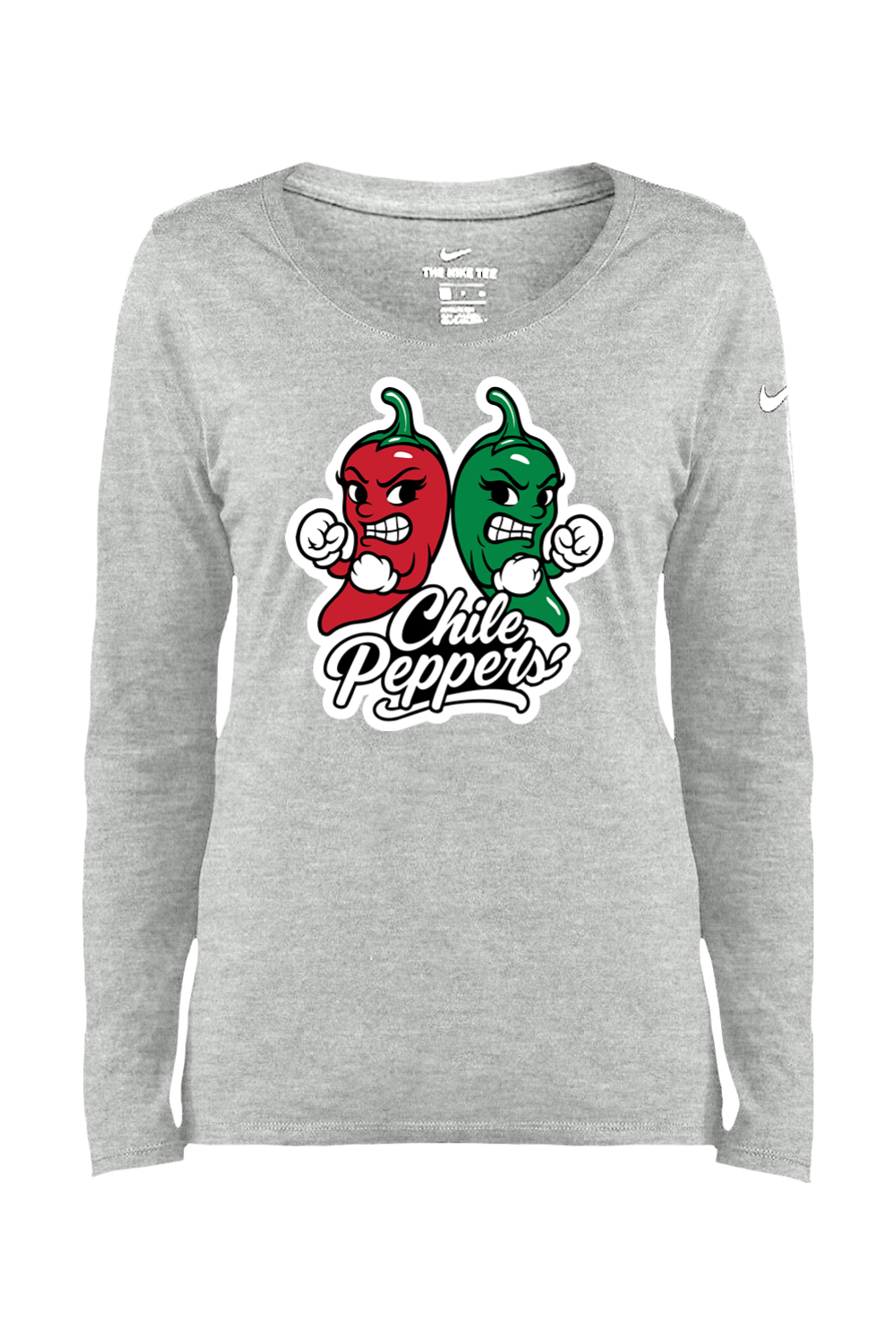 ABQ Chili Peppers Ladies Core Cotton Long Sleeve Scoop Neck Tee