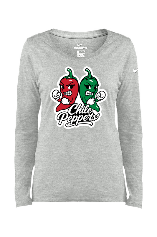 ABQ Chili Peppers Ladies Core Cotton Long Sleeve Scoop Neck Tee