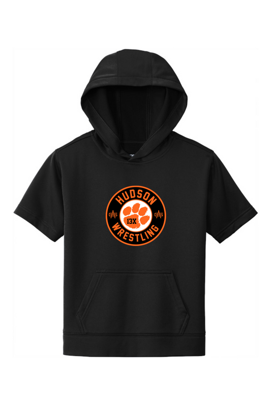 Hudson Wrestling DTF Youth Sport-Wick Fleece Short Sleeve Hooded Pullover