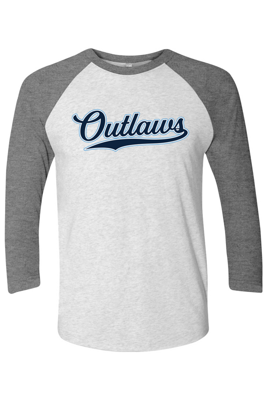 Outlaws Baseball Script Tri-Blend Three-Quarter Sleeve Raglan Tee