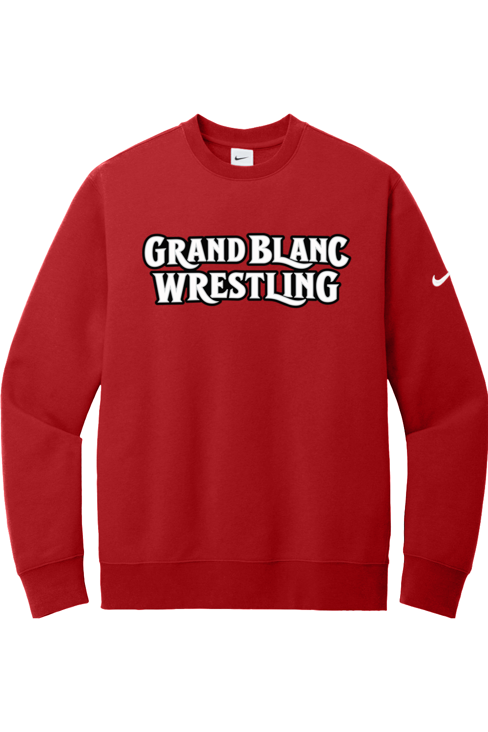 Grand Blanc Wrestling DTF Nike Club Fleece Sleeve Swoosh Crew