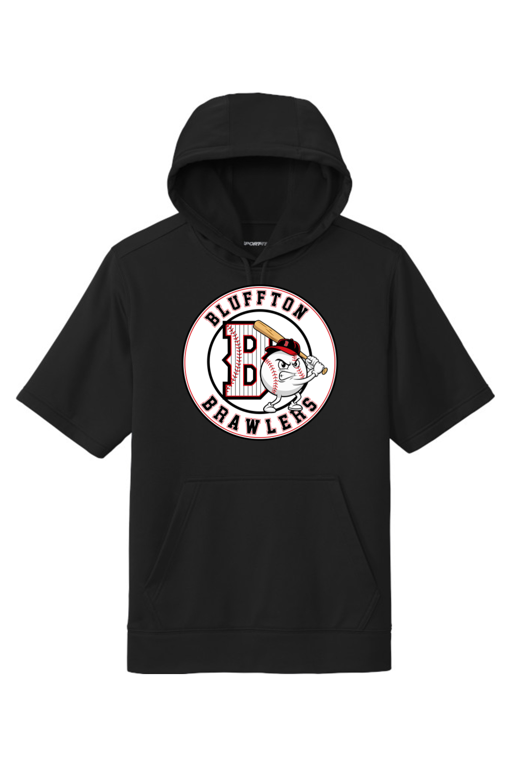 Brawlers Sport-Wick Fleece Short Sleeve Hooded Pullover