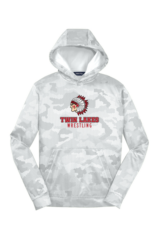 Twin Lakes Wrestling DTF Youth Sport-Wick CamoHex Fleece Hooded Pullover