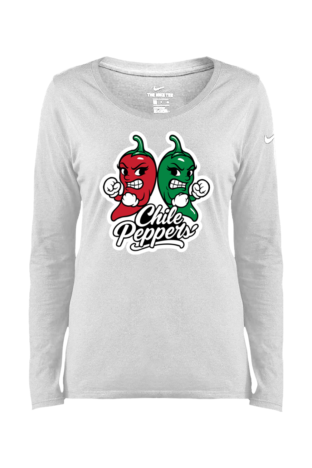 ABQ Chili Peppers Ladies Core Cotton Long Sleeve Scoop Neck Tee