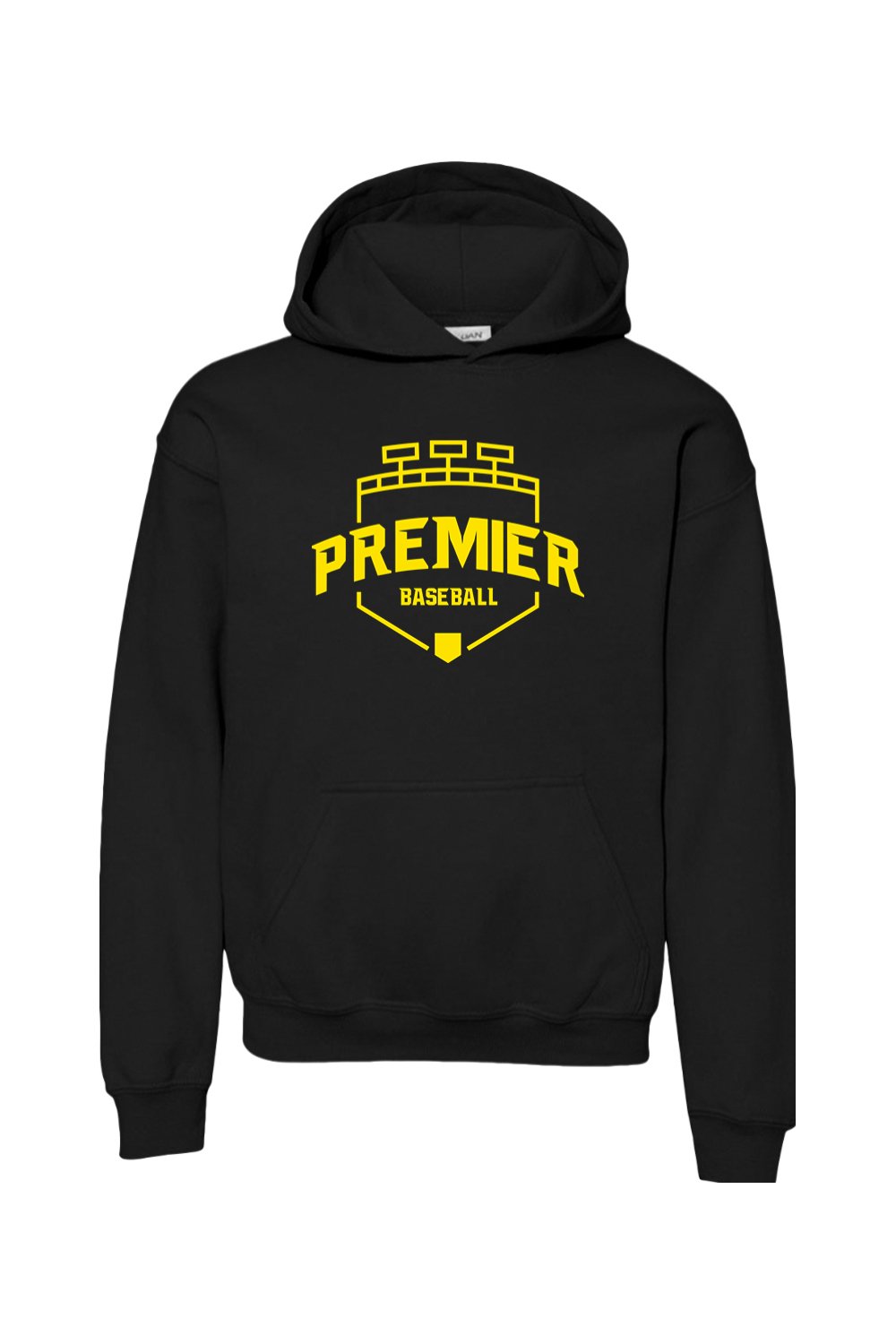 Premier Baseball OR Youth Hooded Sweatshirt - Yellow Logo