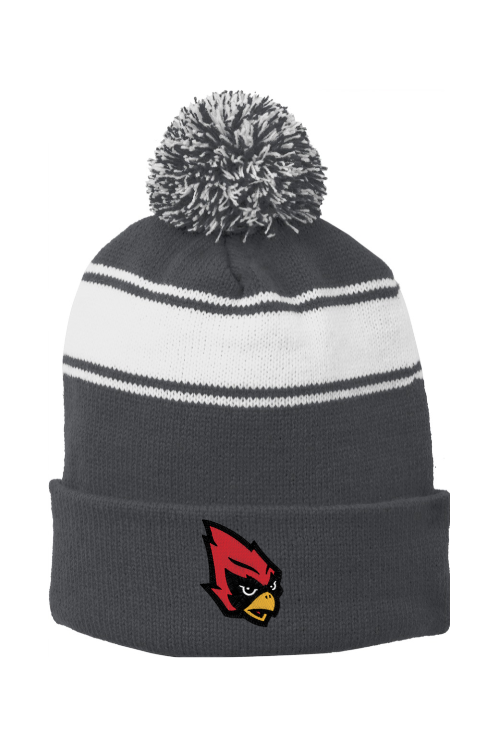 Portland Raider Basketball Embroidered Stripe Pom Pom Beanie