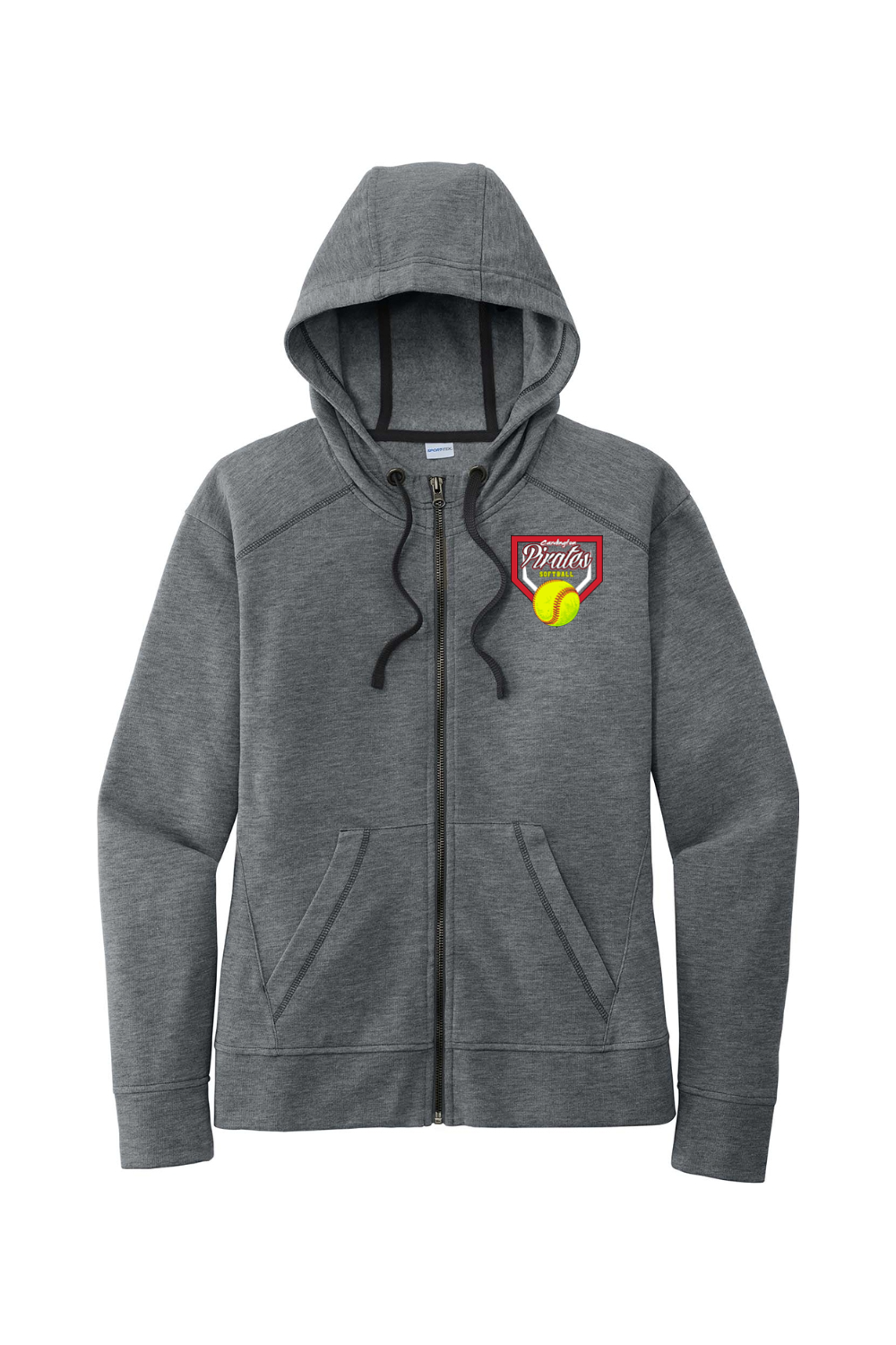 Cardington Pirates Softball DTF Ladies PosiCharge Tri-Blend Wicking Fleece Full-Zip Hooded Jacket