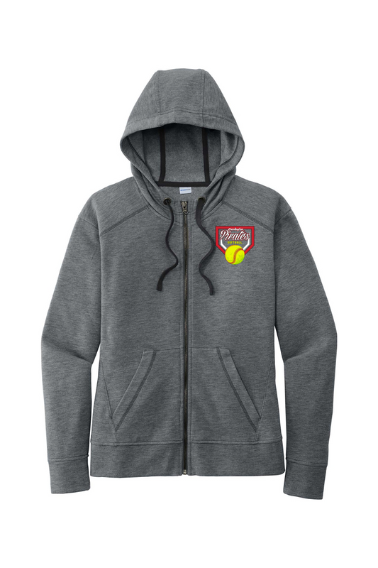 Cardington Pirates Softball DTF Ladies PosiCharge Tri-Blend Wicking Fleece Full-Zip Hooded Jacket