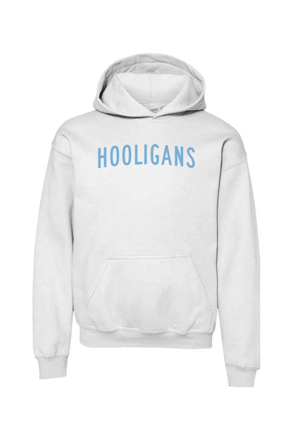Hooligans Baseball Youth Heavy Blend Hooded Sweatshirt Shoulder Logo