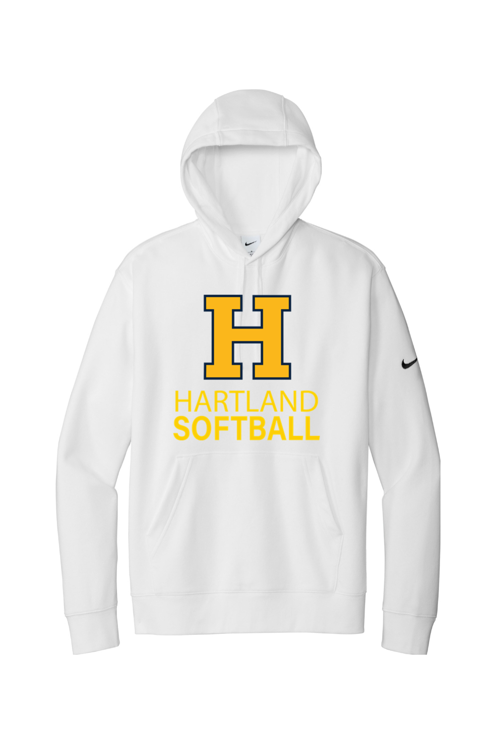 Hartland Softball Nike Club Fleece Sleeve Swoosh Pullover Hoodie