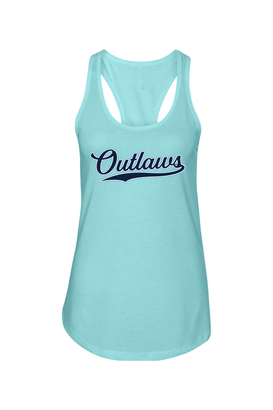 Outlaws Baseball Script Ladies Racerback Tank