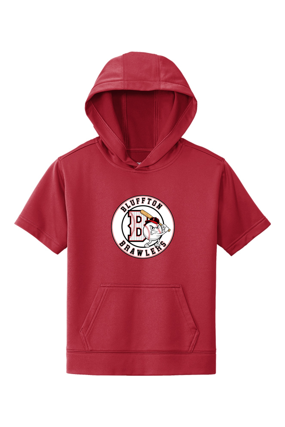 Brawlers Youth Sport-Wick Fleece Short Sleeve Hooded Pullover
