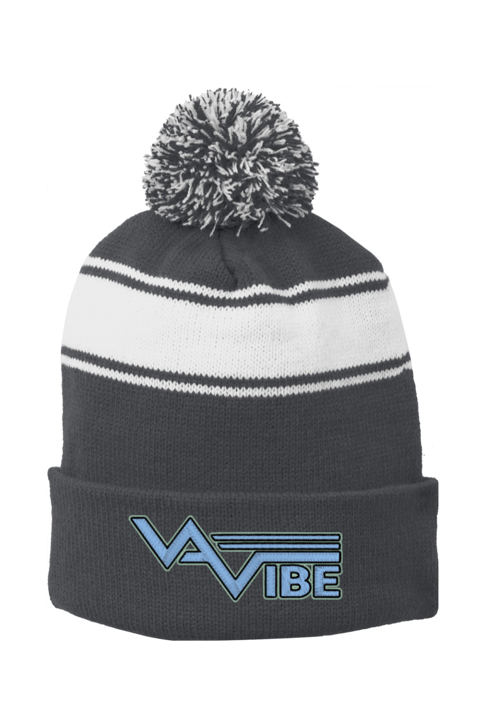 VA Vibe Stripe Pom Pom Beanie