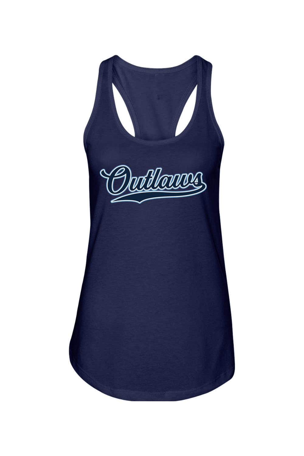 Outlaws Baseball Script Ladies Racerback Tank