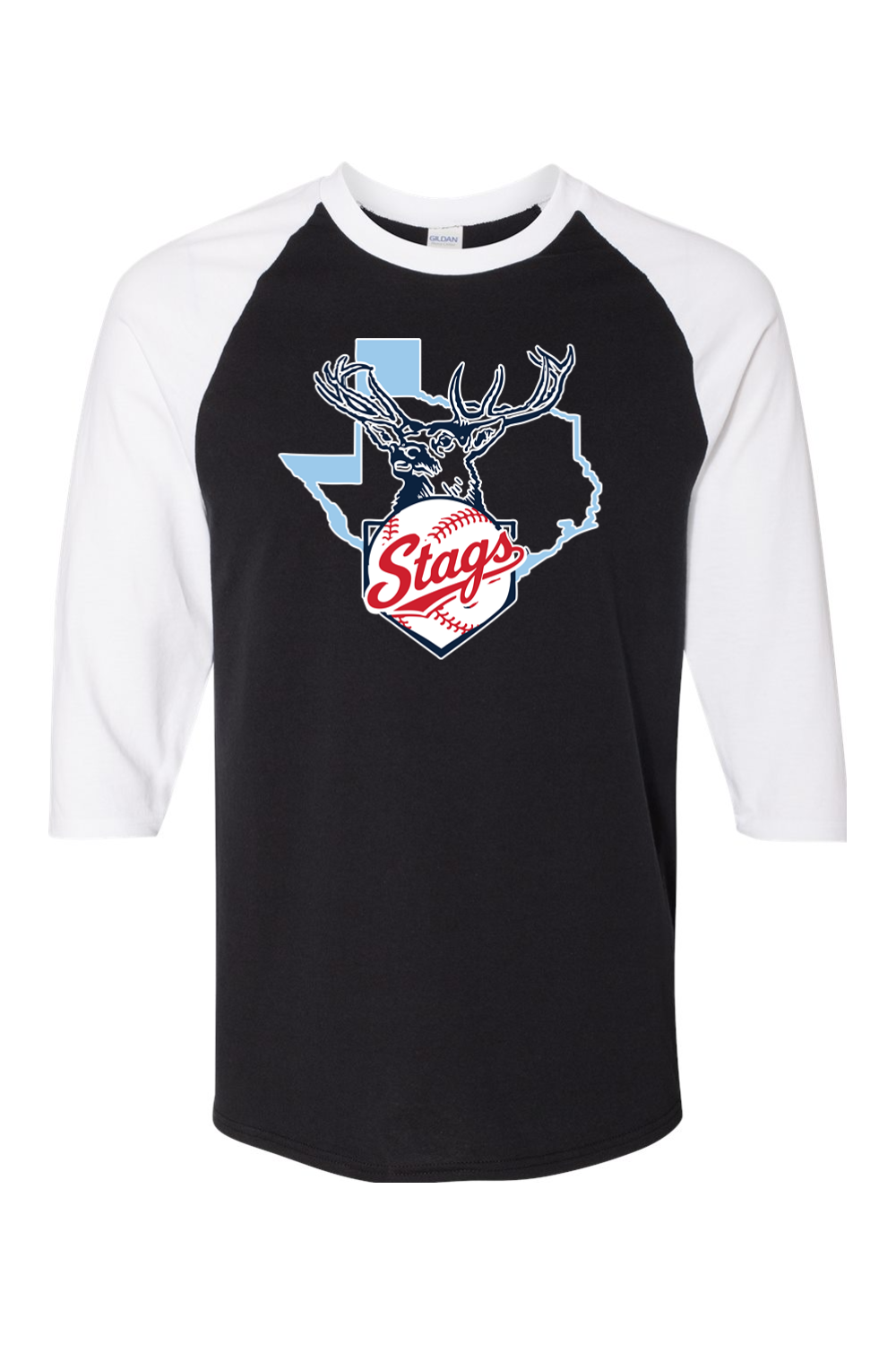 ETX Stags Heavy Cotton Raglan Three-Quarter Sleeve T-Shirt