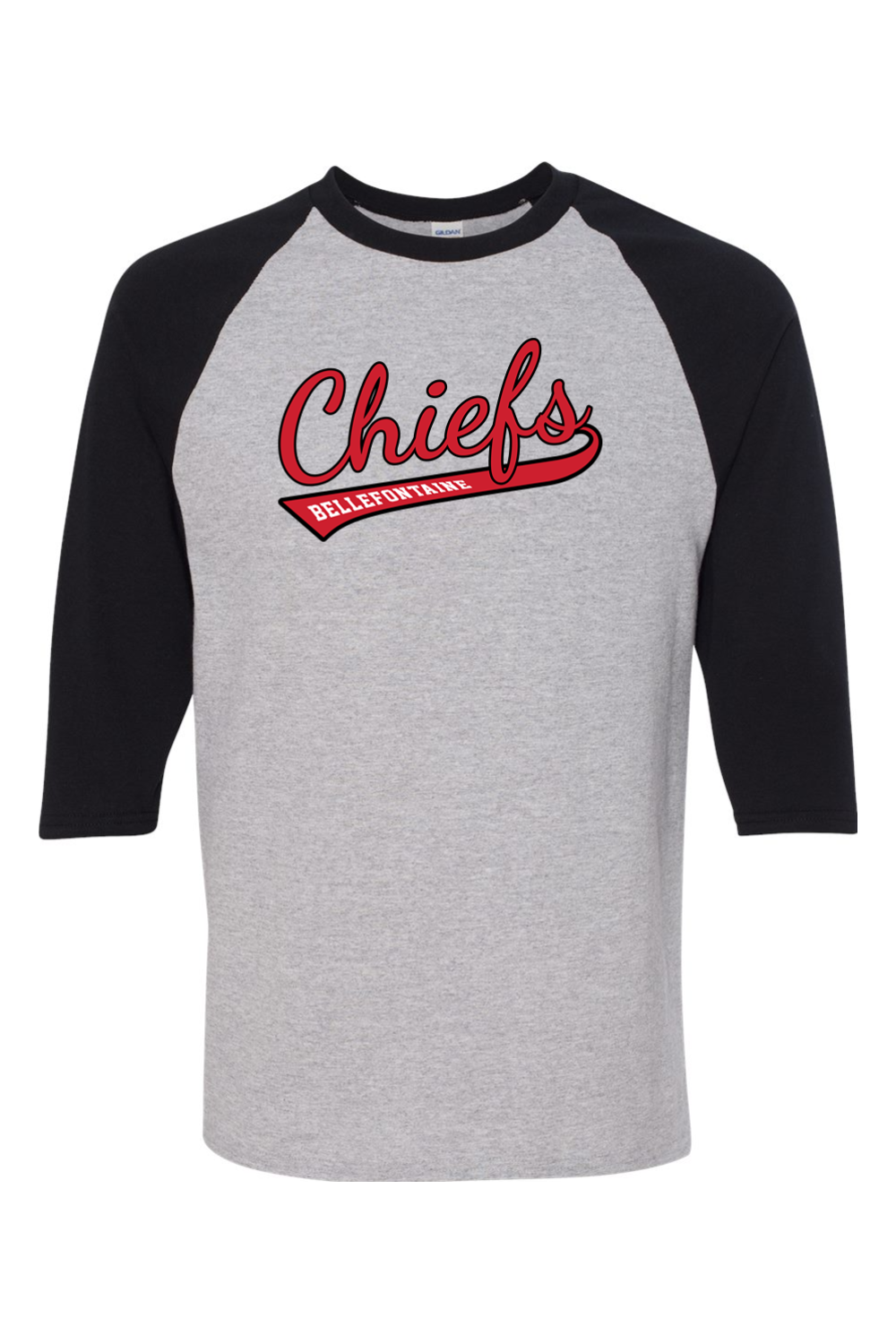 Bellefontaine Chiefs Heavy Cotton Raglan Three-Quarter Sleeve T-Shirt