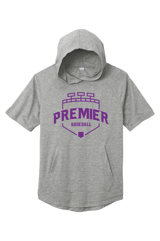 Premier Baseball AZ Wicking Short Sleeve Hoodie - Purple Logo