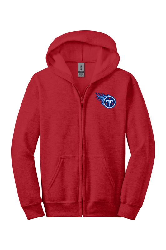 Weddington Titans Football DTF Youth Heavy Blend Full-Zip Hooded Sweatshirt