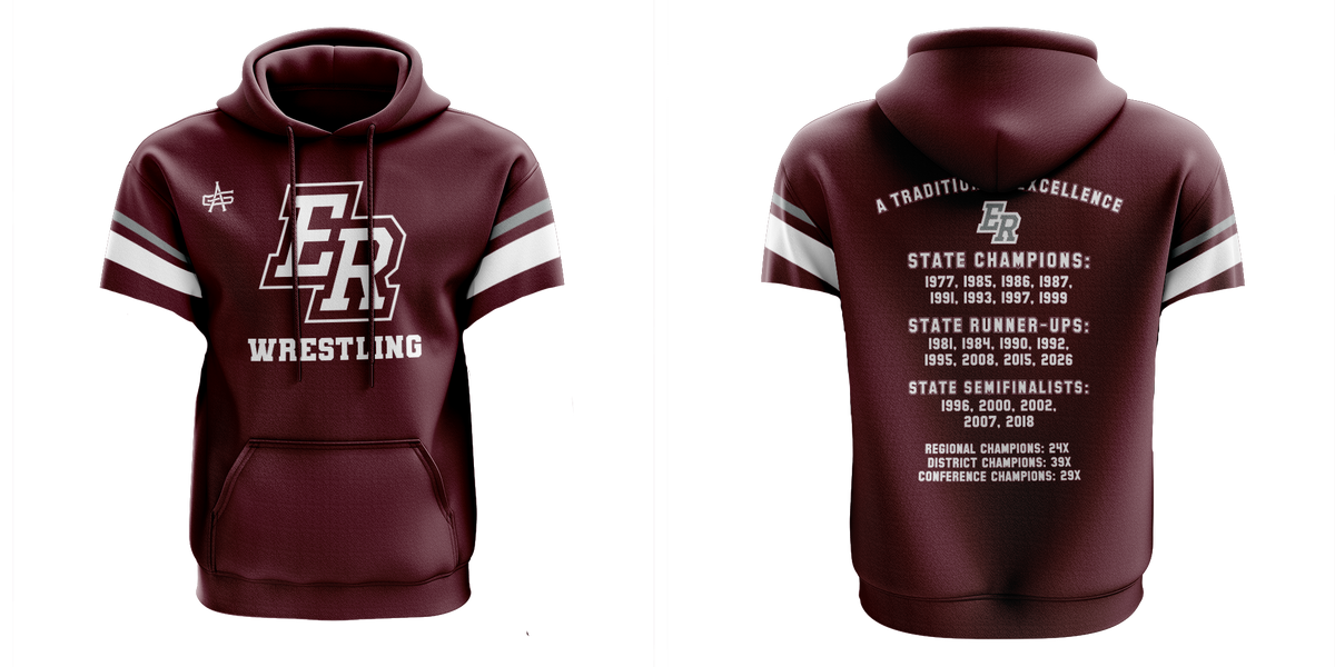 Eaton Rapids Wrestling Short Sleeve Charged Sublimated Performance Hoodie