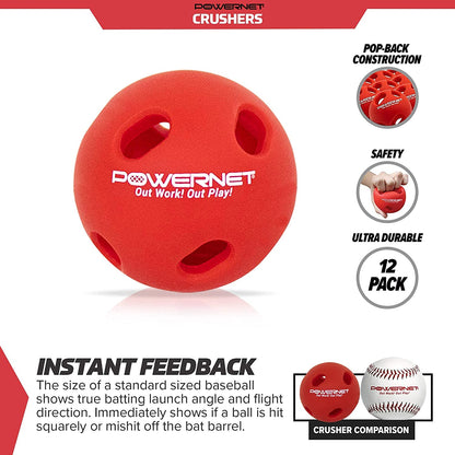 PowerNet Crushers Limited Flight Training Baseballs 12 PK