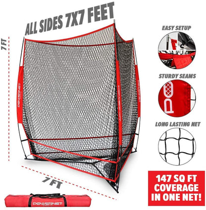 Triple Threat Net, 3 Way 7x7 Ft Baseball Training Net
