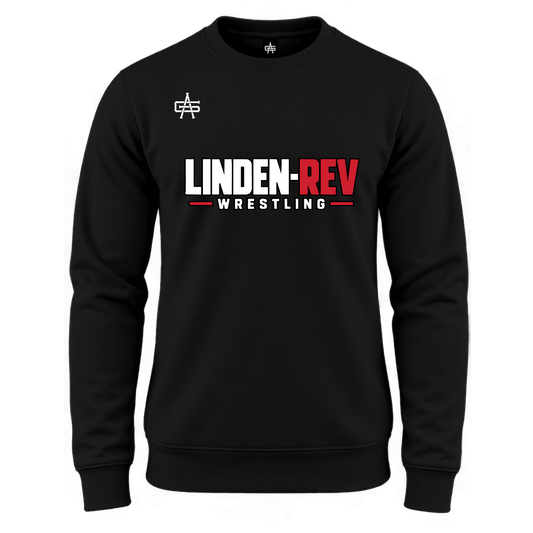 Linden Rev Wrestling DTF Gutsy Maverick Essential Fleece Crew - Black
