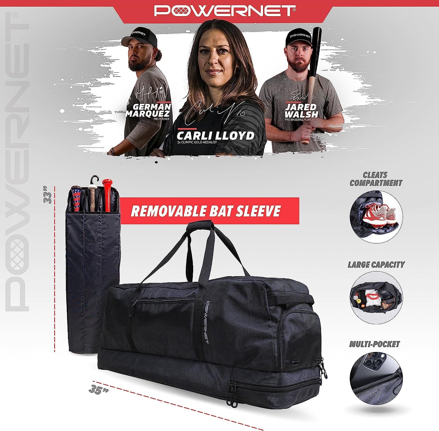 PowerNet Bat Vault Bag | Pro Bat Duffle