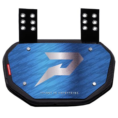 Phenom Elite Football Back Plate - Columbia Blue with Chrome P Logo